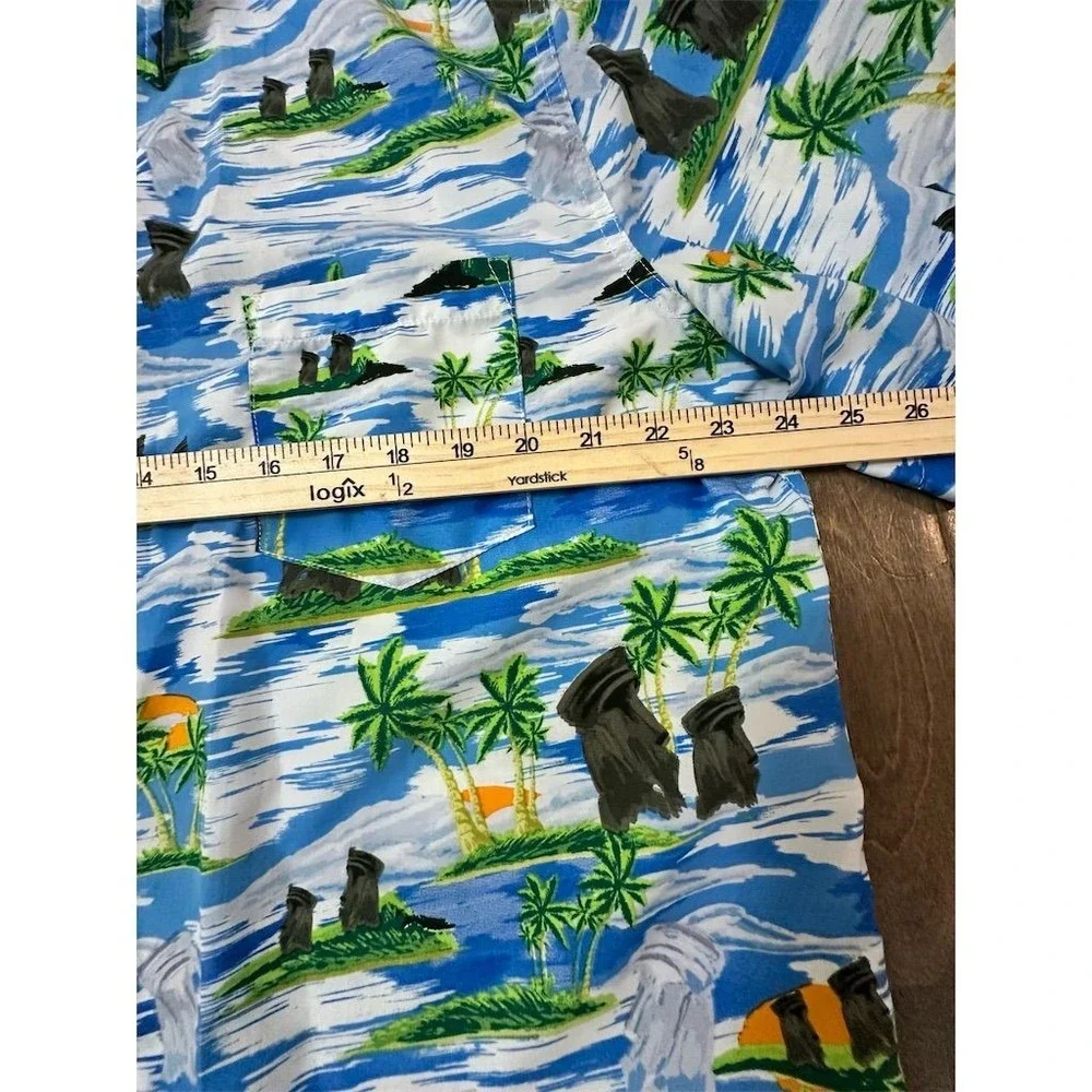 CSTL Men's Hawaiian Shirt L Tiki‎ Graphic Print Short Sleeve Casual